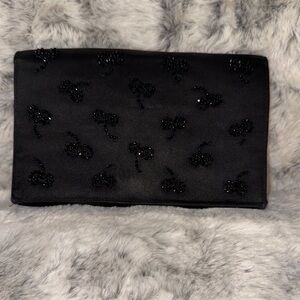 Black Clutch with Beaded Cherry Design